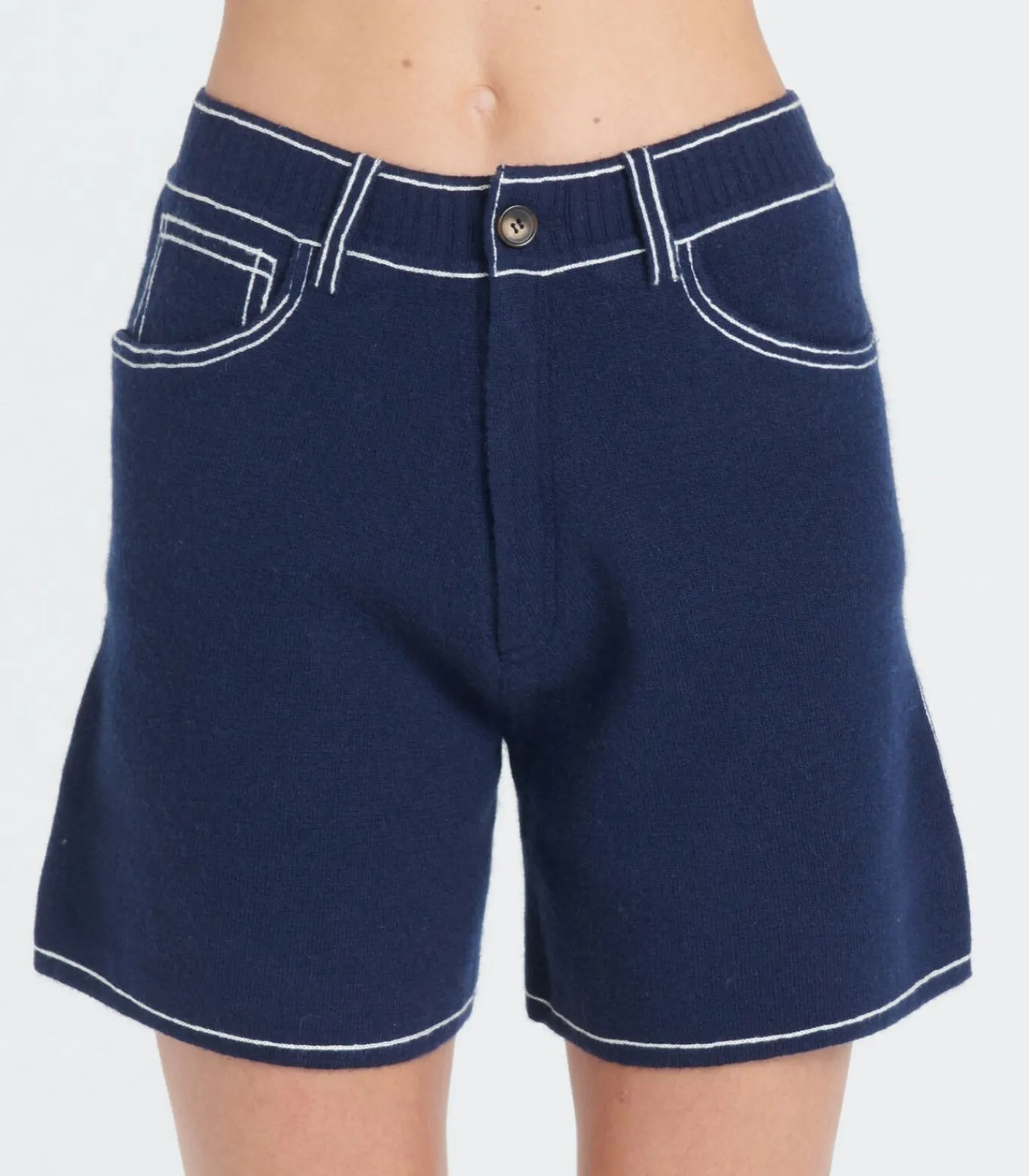 Studio Cashmere8 ZAYA 15 Gebreide korte broek Milano - 100% kasjmier navyBlue Online