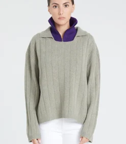 Studio Cashmere8 ZAYA 17 Peter Pan Kraag Trui 6 laags - 100% kasjmier khaki Hot