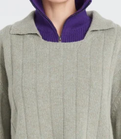 Studio Cashmere8 ZAYA 17 Peter Pan Kraag Trui 6 laags - 100% kasjmier khaki Hot