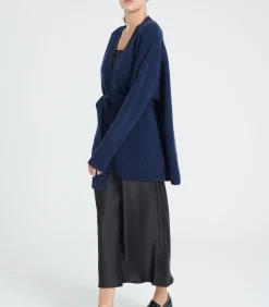 Studio Cashmere8 ZAYA 8 Riem vest 8 ply - 100% kasjmier navyBlue Best