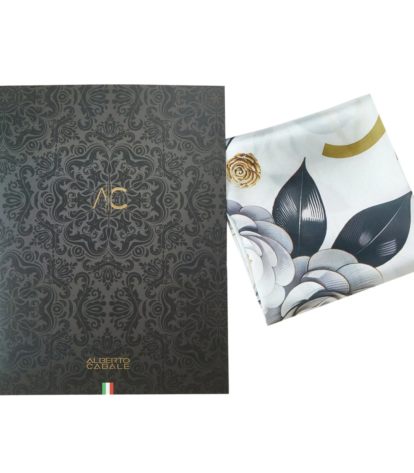 Alberto Cabale Zijde vierkantje Black Roses Cléo white Sale