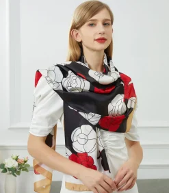 V1969 Zijden stola Fiore Rosso black Sale