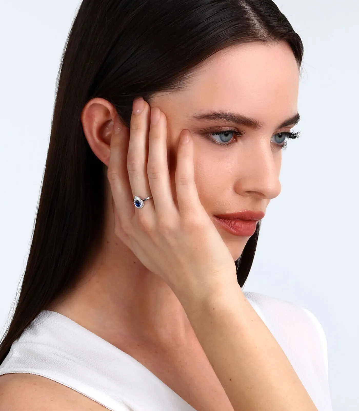Bluespirit Zirkoon ring, Zilver 925 Aurora blue Clearance