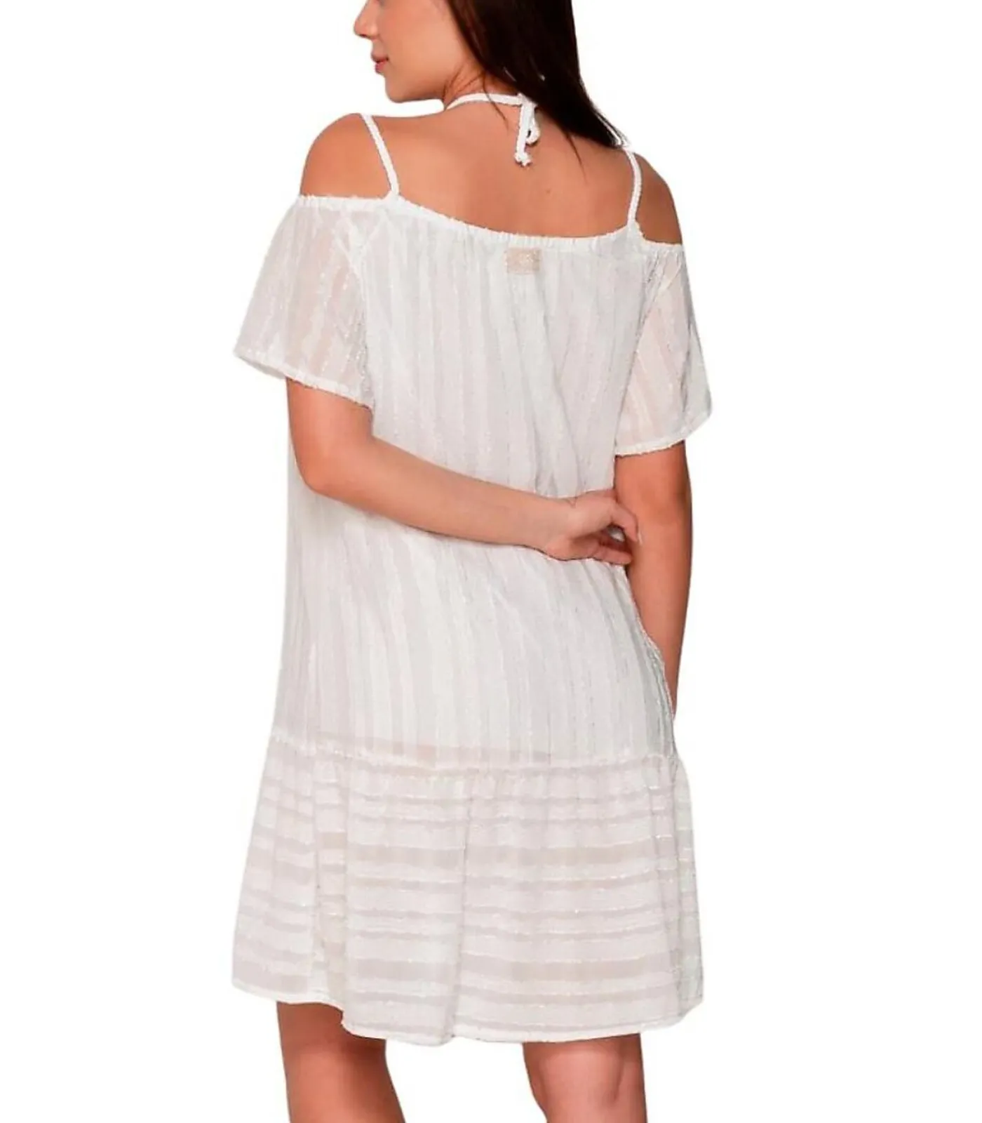LUNA Zomerse midi-jurk met hangende schouders PRAISE white Discount