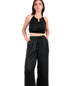 ADMAS Zomerse satijnen top en broek Satinee Beach black Online