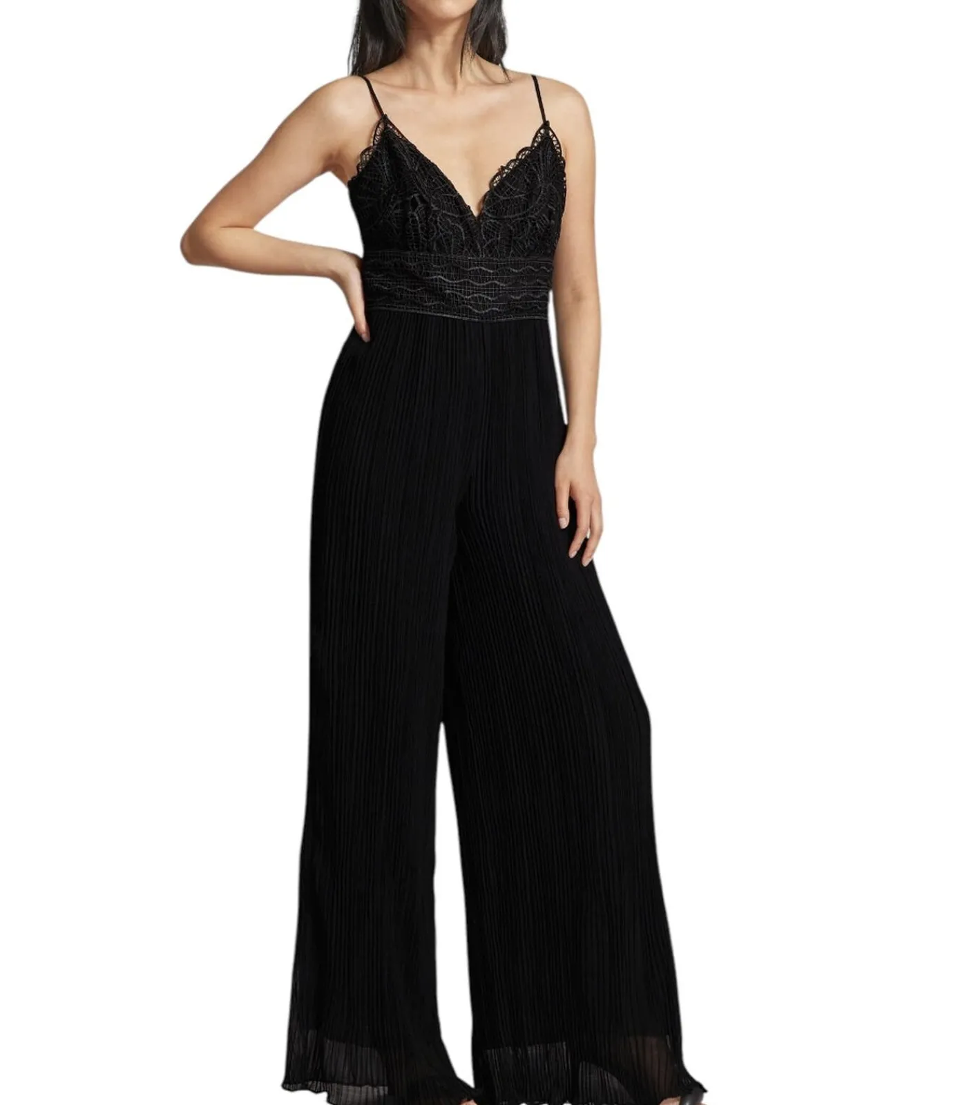GUESS Zwart Jumpsuit Met Plissevouwen En Kant black