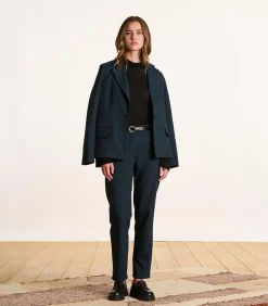 La Fée Maraboutée zwart met blauwe jacquard 7/8e sigarettenbroek black Clearance