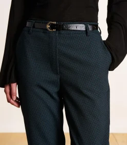 La Fée Maraboutée zwart met blauwe jacquard 7/8e sigarettenbroek black Clearance