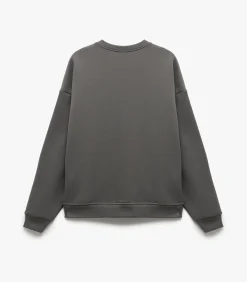 Koton Zwart Sweatshirt Oversize Bedrukt Ronde Hals antraciteGrey Sale