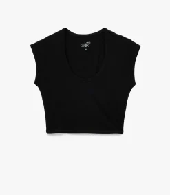 Koton Zwart T-shirt Korte Mouwen Slanke Pasvorm black Discount