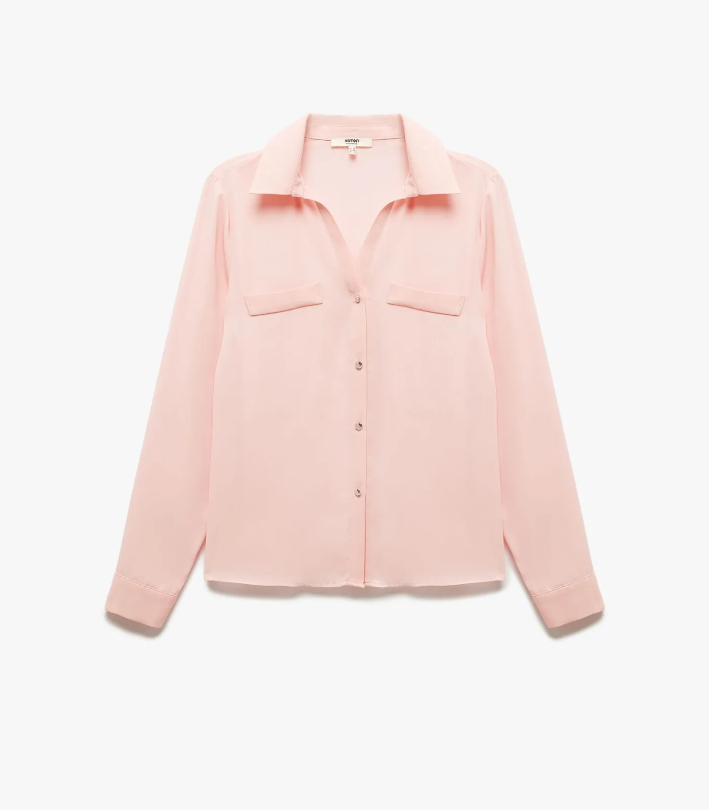 Koton Zwarte Blouse Klassieke Kraag Lange Mouwen white Outlet