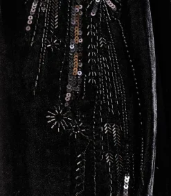 La Fée Maraboutée Zwarte fluwelen top met lange mouwen en borduursels black Outlet