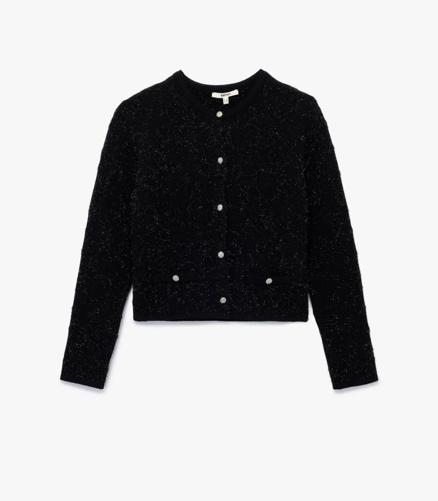Koton Zwarte Gebreide Cardigan Lange Mouwen Knoopsluiting black Online
