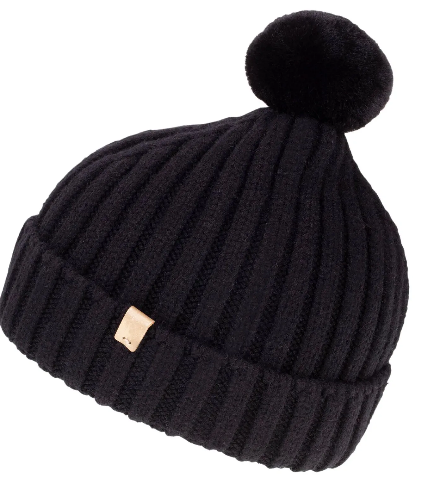 ISOTONER Zwarte gebreide damesmuts black New
