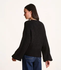 La Fée Maraboutée Zwarte gilet in bouclé breisel black Sale