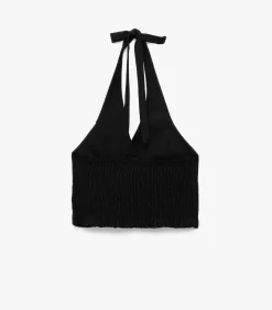 Koton Zwarte Halter Mouwloze Crop Top black Outlet