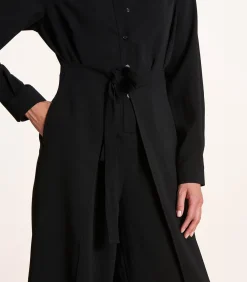 La Fée Maraboutée Zwarte jumpsuit met lange mouwen en overhemdkraag black Best