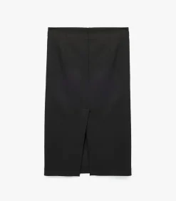 Koton Zwarte Midi Kokerrok Hoog Gesneden met Metalen Details black Best