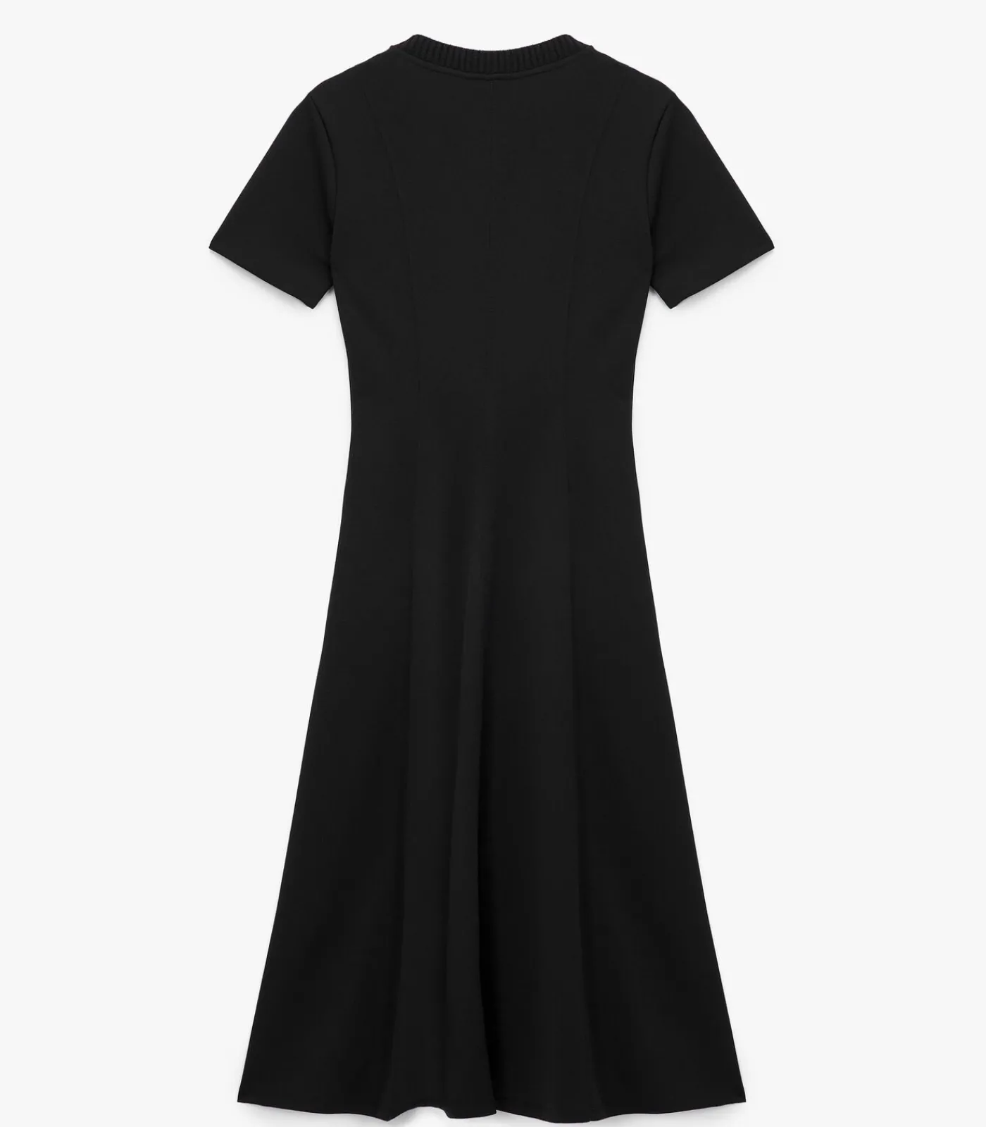 Koton Zwarte Midi-jurk Slanke Pasvorm Korte Mouwen black Clearance