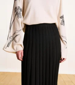 La Fée Maraboutée Zwarte midirok van geplooide stof black