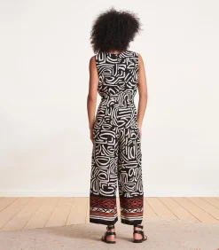 La Fée Maraboutée Zwarte mouwloze jumpsuit met V-halsprint black Discount