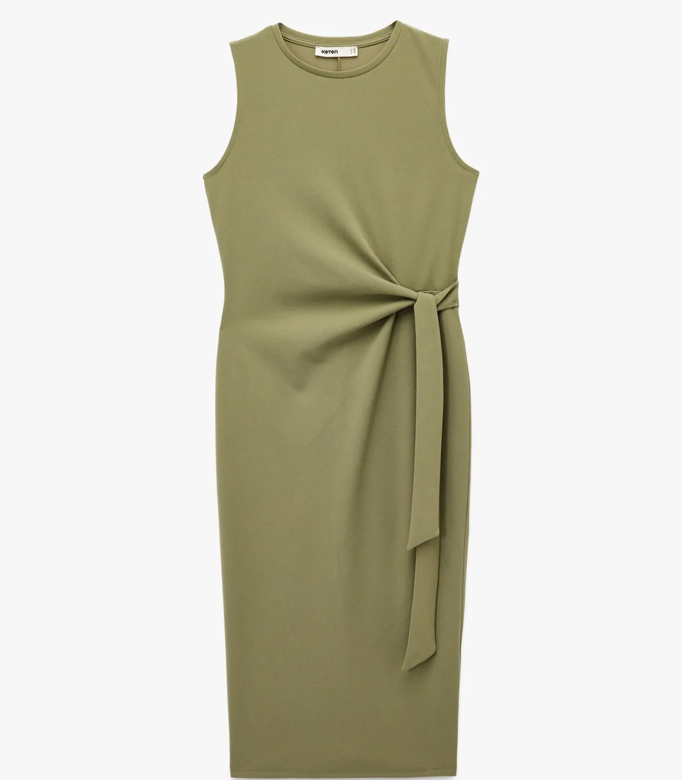 Koton Zwarte Mouwloze Midi-jurk met Ceintuur khaki Best