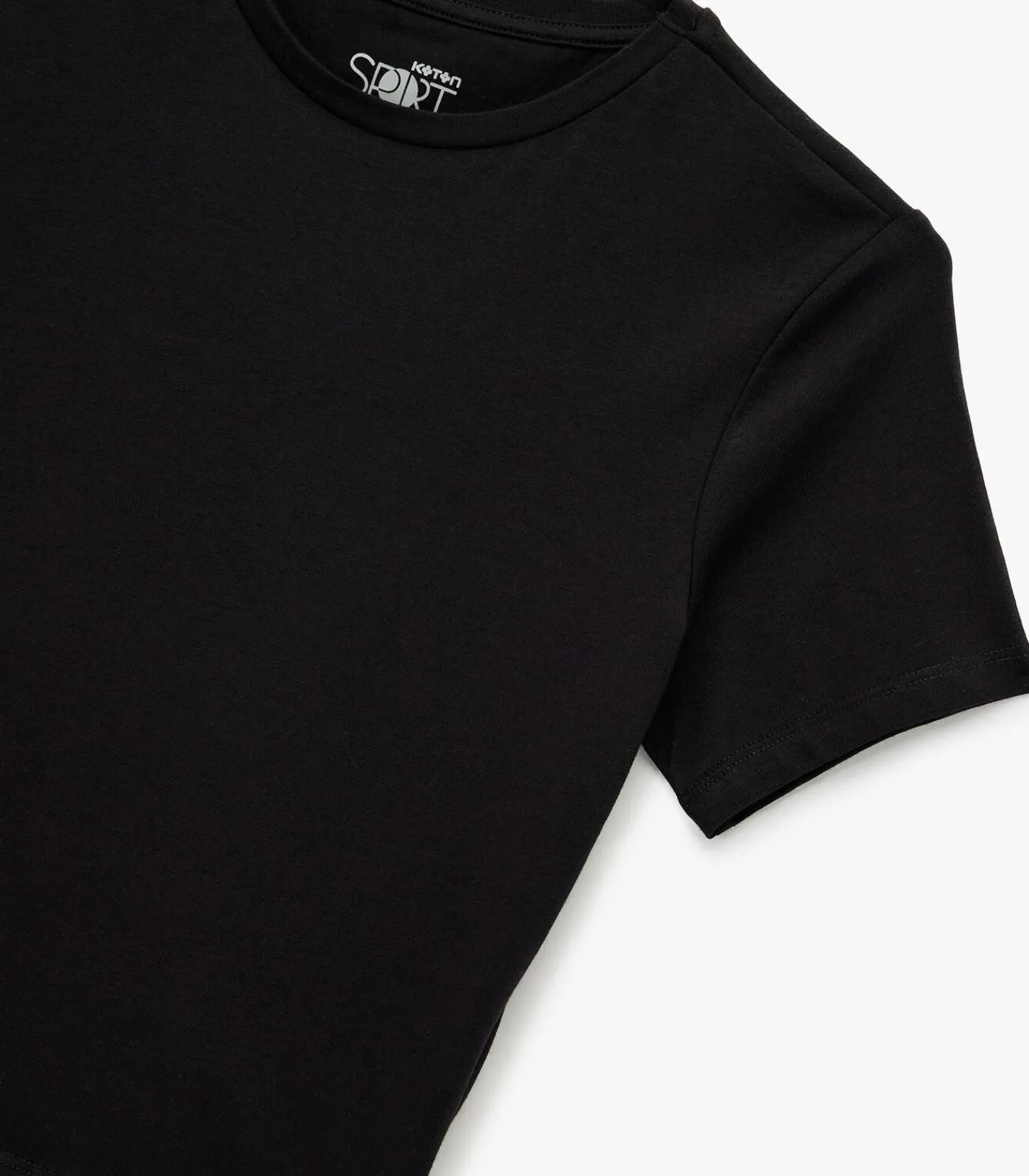 Koton Zwarte Slanke Pasvorm T-shirt Korte Mouwen black Online