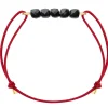 Maison Mutel Zwarte Spinel armband op 14k gold-filled gouden draad en rode koord