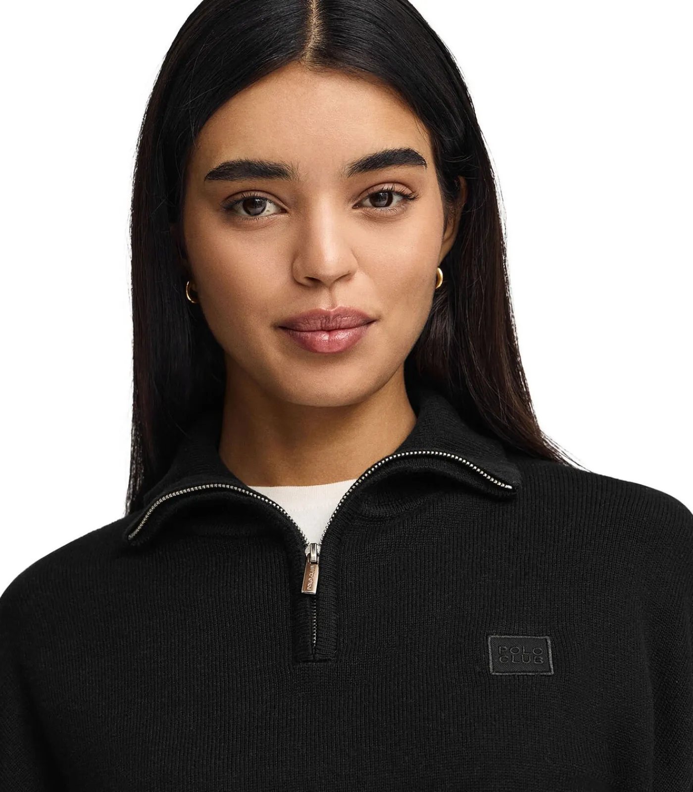 Polo Club Zwarte trui van katoen met een halve rits black New